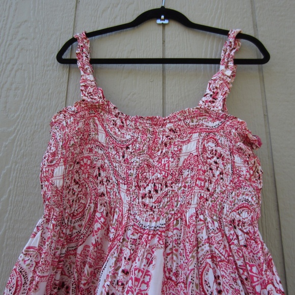 Calvin Klein Dresses Size 14 Burgundy Smocked‎ Slip Floral Flowy Summer Beach - Picture 4 of 14
